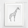 Minimalist Giraffe Animal Black and White Art