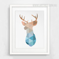 Mint and Coral Deer Head Animal Geometric Canvas Print