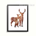 Abstract Brown Deer Family Animals Design Scandinavian Art