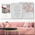 Reflection Pink Flamingo Bird Feelings Words Vintage Artwork Photo 3 Piece Framed Wall Art Canvas Prints Set For Home Decor Ideas