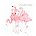 Pink Flamingo Birds Group Print