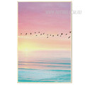 Flying Flamingo Birds Sunset Landscape Art