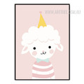 Cute Ice Cream Sheep Baby Cartoon Design Nursery Wall Art