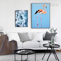 Flamingo Spindrift Blue Water Design Watercolor Canvas Prints