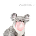 Lovely Koala Pes Animal Blowing Bubble Canvas Wall Art