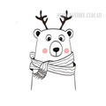 Nordic Cute Animals White Bear Design Scandinavian Art