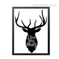 Black and White I Love You Deerly Animal Canvas Print