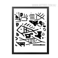 Black and White Abstract Fish Design Canvas Print