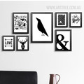 Black and White Ampercent Abstract Lines Tree Crow Deer Live Canvas Prints