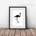 Abstract Minimalist Black and White Flamingo Bird Print