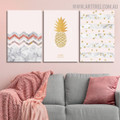 Nordic Style Pineapple Abstract Fruit Painting Photograph 3 Piece Stretched Canvas Prints For Home Wall Décor