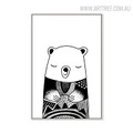 Asleep Bear Animal Black and White Wall Art