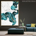 Abstract Turquoise Modern Watercolor Painting Canvas Print for Lounge Room Ornament