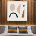 Oval Shape Abstract Modern Geometric Painting Canvas Print for Bedroom Decor