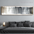 Grey Color Abstract Panoramic Painting Canvas Print for Living Room Decor