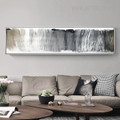 Grey Color Abstract Panoramic Painting Print for Lounge Room Decor
