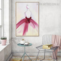Pink Dress Abstract Watercolor Wall Art for Lounge Room Decoration