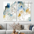 Ink Drop Abstract Watercolor Geometric Painting Image Stretched Framed 2 Piece Wall Decor Set Canvas Prints For Room Getup