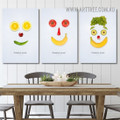 Smiley Faces Abstract Creative Nordic Framed Painting Image 3 Panel Canvas Prints For Dining Room
