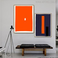 Orange Blue Modern Abstract Geometric Painting Print for Living Room Decor
