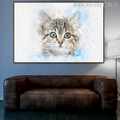 Cat Face Abstract Animal Handmade Oil Painting for Room Wall Embellishment