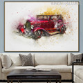 Red Antique Car Abstract Handmade Canvas Artwork for Room Wall Getup