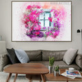 Window Floral Handmade Oil Painting for Home Wall Getup