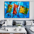 Abstract Shapes Oil Likeness for Living Room Wall Embellishment 