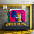 Pink Blue Shade Abstract Canvas Vignette for Room Wall Onlay