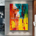 Calico Texture Abstract Heavy Texture Artist Handmade Modern Stretched Canvas Painting For Living Room Design