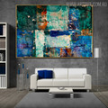 Bluish Abstract Texture Handmade Oil Portmanteau for Interior Wall Garniture