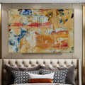 Yellowish Abstract Modern Texture Acrylic Painting for Room Wall Getup