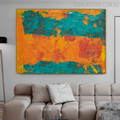 Teal Abstract Modern Texture Handpainted Canvas for Room Wall Decoration