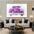 Purple Antique Car Abstract Handmade Canvas Art for Room Wall Onlay