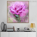 Pinkish Rose Floral Modern Oil Smudge on Canvas for Interior Wall Getup