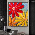 Hued Flowers Floral Modern Oil Resemblance for Dining Room Wall Decor