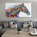 Horse Face Abstract Animal Modern Handmade Canvas Artwork for Lounge Room Wall Outfit