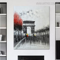 Triumphal Arch Cityscape Hand Painted Modern Impressionist Oil Effigy for Room Wall Ornament