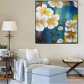 Plumeria Floral Modern Bold Texture Handmade Oil Likeness on Canvas for Living Room Wall Disposition