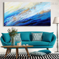 Blue Sea Abstract Modern Seascape Texture Handpainted Canvas for Room Wall Decor