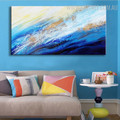 Blue Sea Abstract Modern Seascape Texture Handpainted Canvas for Room Wall Tracery