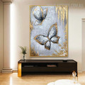 Grey Butterflies Abstract Modern Animal Oil Effigy on Canvas  for Home Wall Equipment