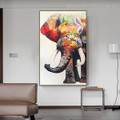 Multicoloured Elephant Modern Animal Heavy Texture Handmade Canvas Artwork for Home Wall Outfit