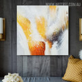 Red Yellow Abstract Oil Portmanteau on Canvas for Modern Interior Design