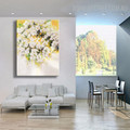 White Flowers Modern Floral Handpainted Canvas for Home Wall Getup