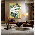 White Poppies Texture Handmade Oil Resemblance on Canvas for Floral Interior Design