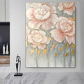 Rose Foliage Modern Framed Floral Heavy Texture Handmade Oil Painting for Wall Outfit