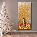 Golden Arbor Abstract Framed Heavy Texture Floral Palette Knife Painting for Living Room Wall Assortment