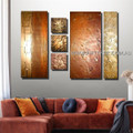 Heavy Textured Oil Painting 6 Panel Abstract Handmade Artist Split Panel Painting Wall Art Set For Room Moulding