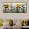 Flower Gusset Abstract Floral Texture Framed Handmade Canvas Artwork for Wall Hanging Decor